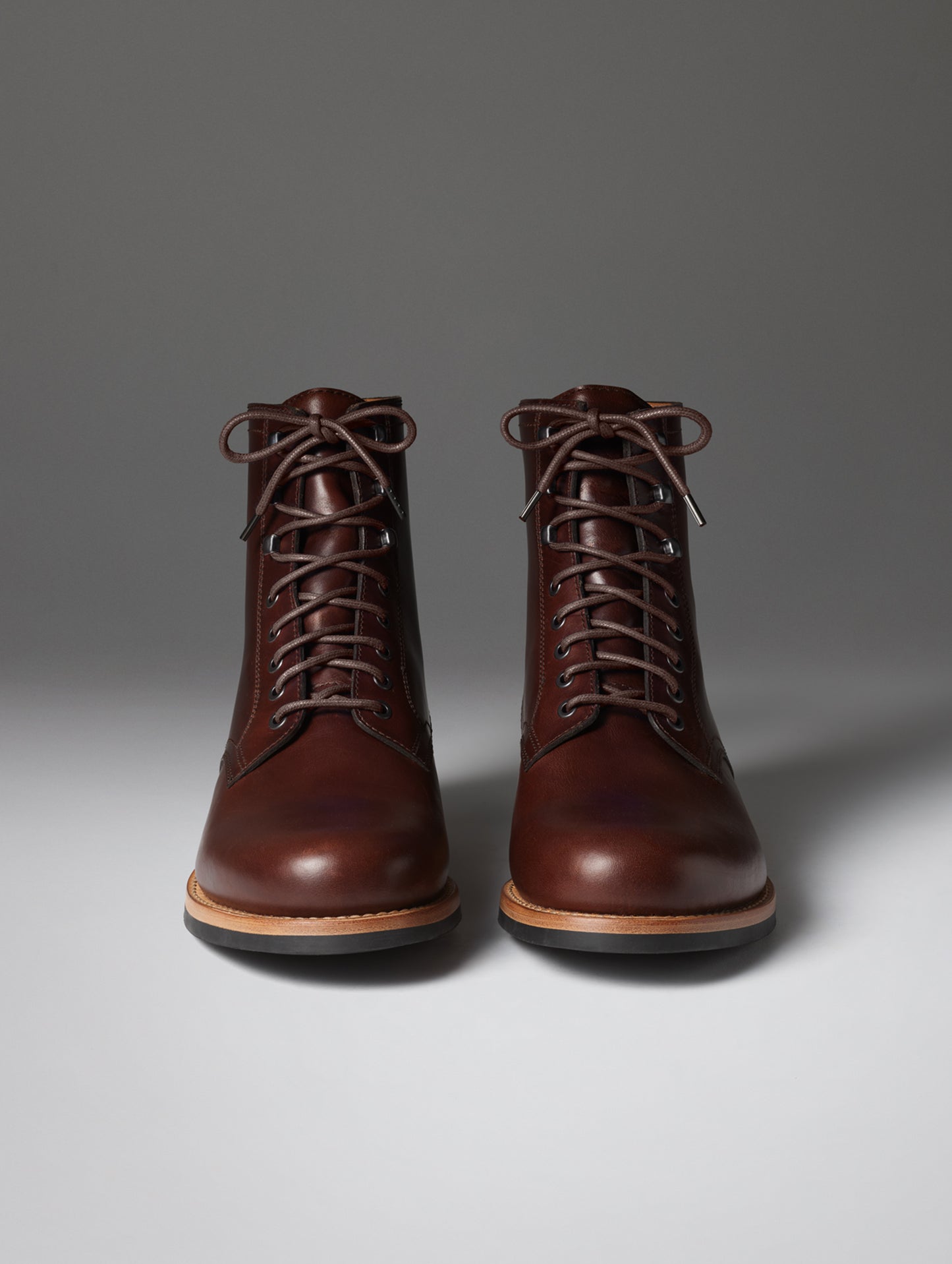 Front view of the Avenue Boot in Rustic Brown from AETHER Apparel.