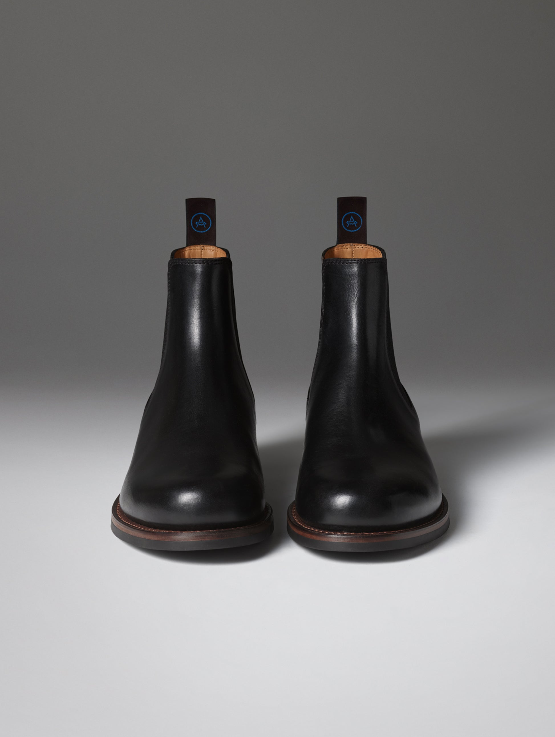 Front view of the City Chelsea Boot in Onyx Black from AETHER Apparel.