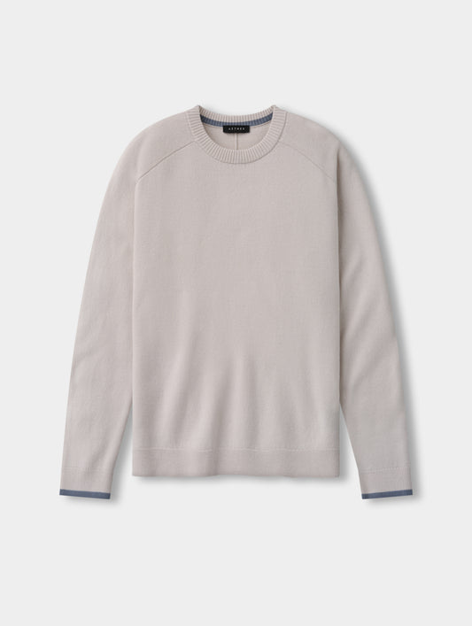 Flat lay view of the Corbin Sweater in Bone from AETHER Apparel.