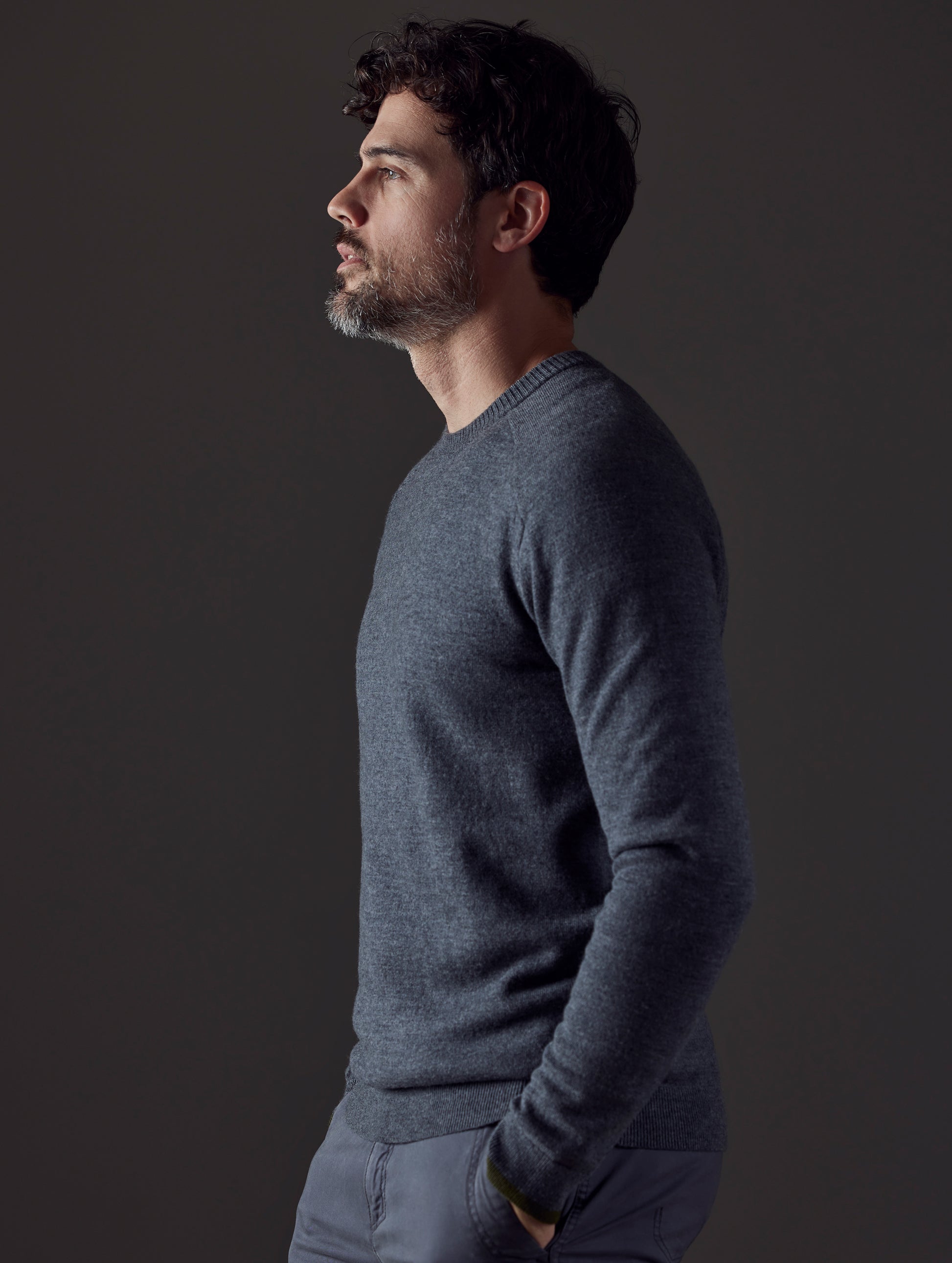 man wearing grey sweater from AETHER Apparel