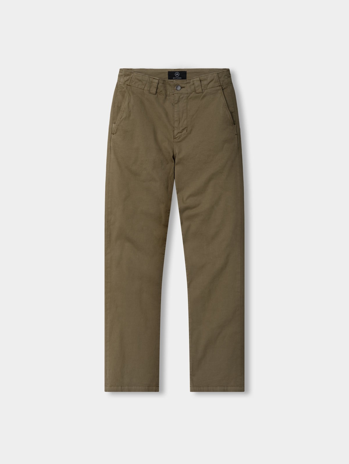 Flat lay of the Flint Chino Pant in Cadet from AETHER Apparel.