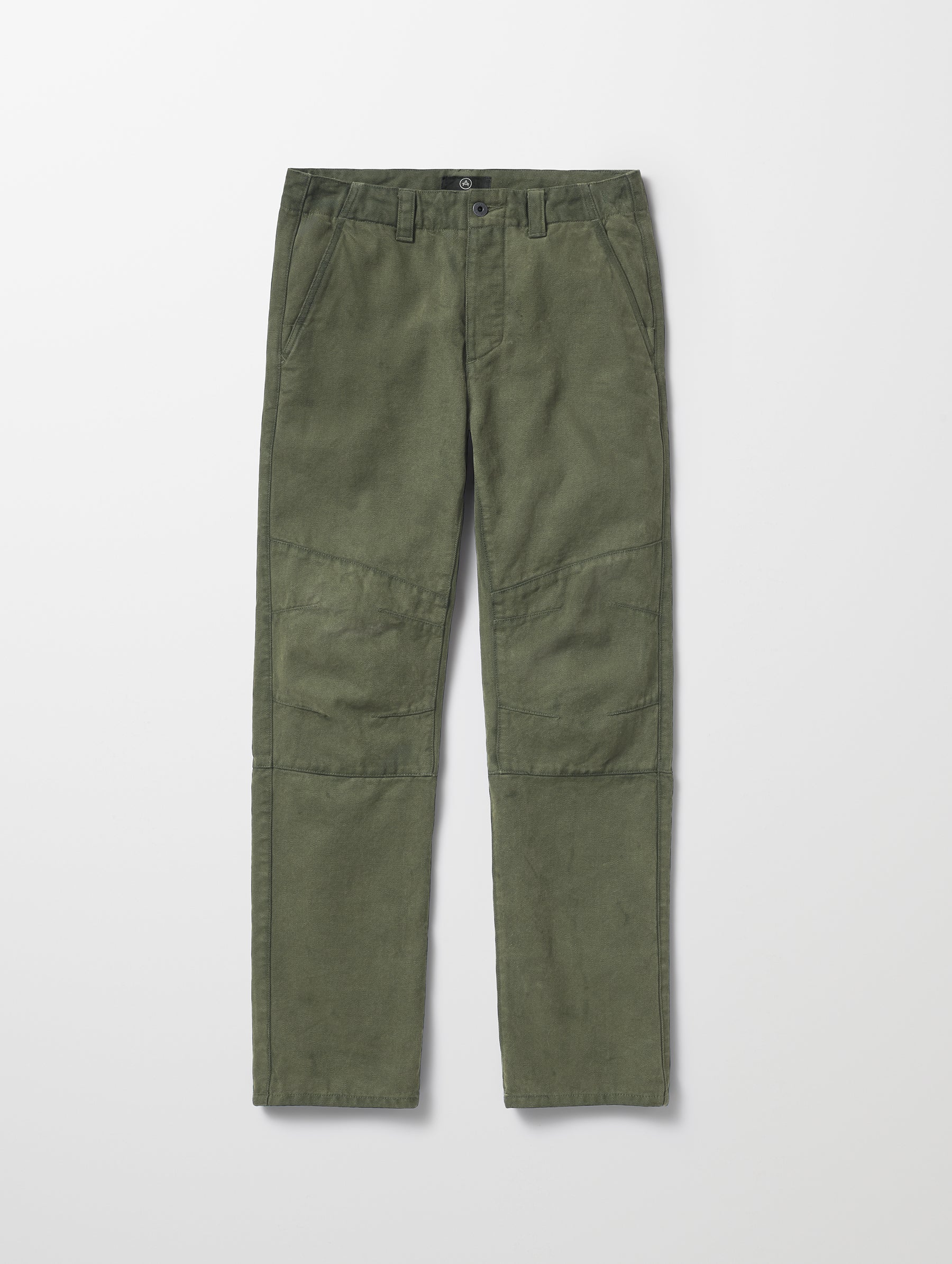 Flat lay view of the Gabriel Articulated Chino in Fern Green from AETHER Apparel.