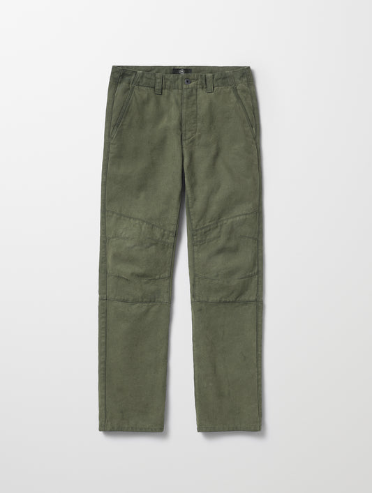 Flat lay view of the Gabriel Articulated Chino in Fern Green from AETHER Apparel.