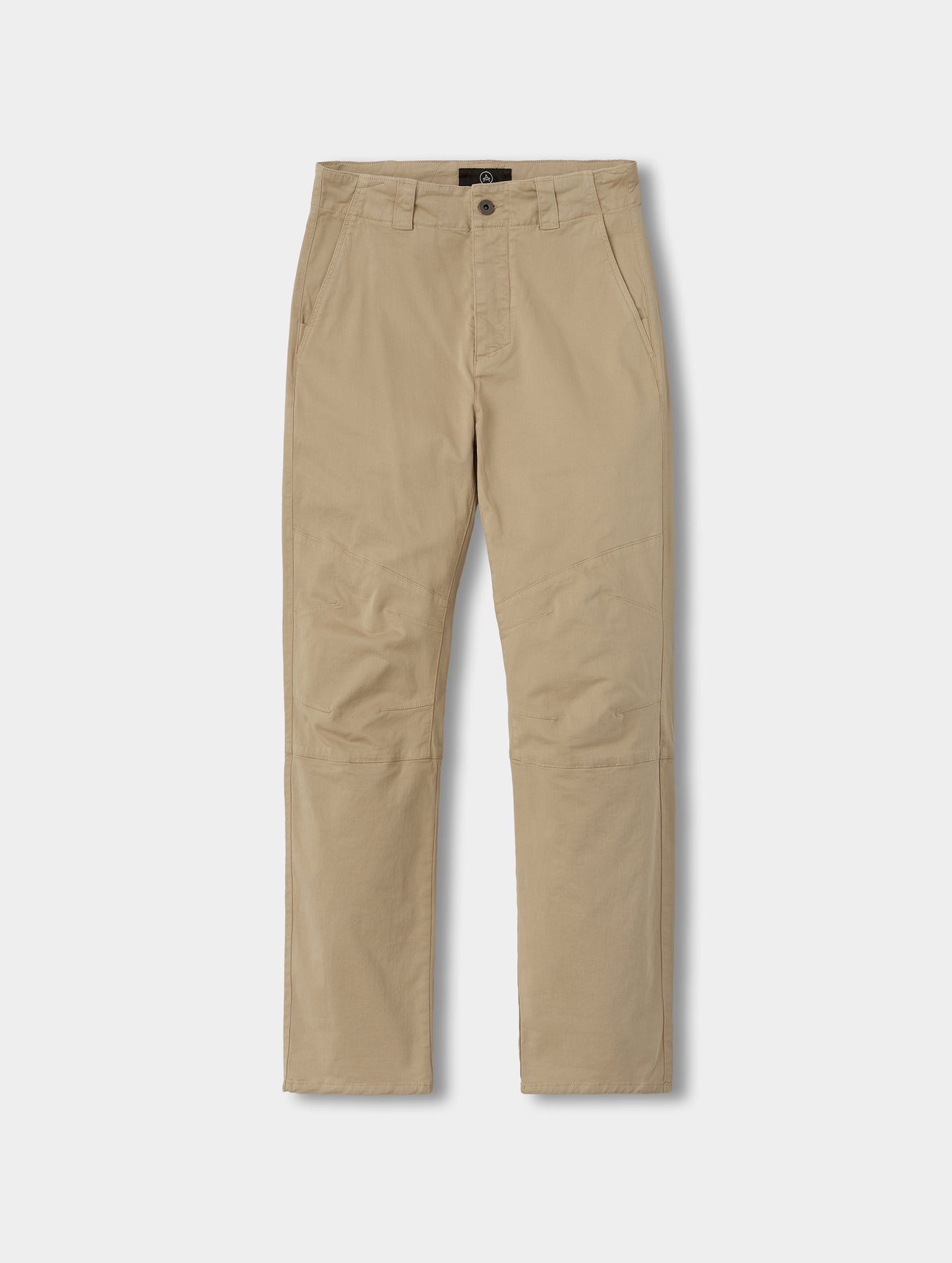 Flat lay view of the Gabriel Articulated Chino in Desert Tan from AETHER Apparel.
