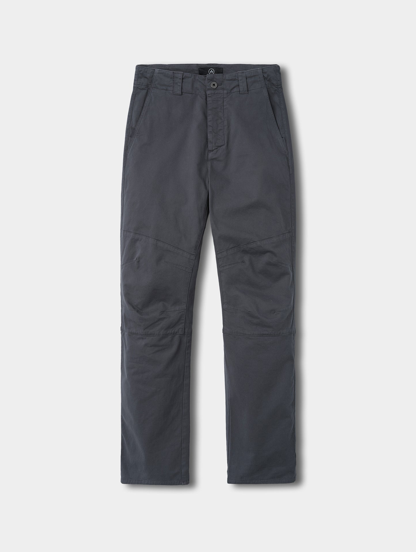 Flat lay view of the Gabriel Articulated Chino in Graphite from AETHER Apparel.