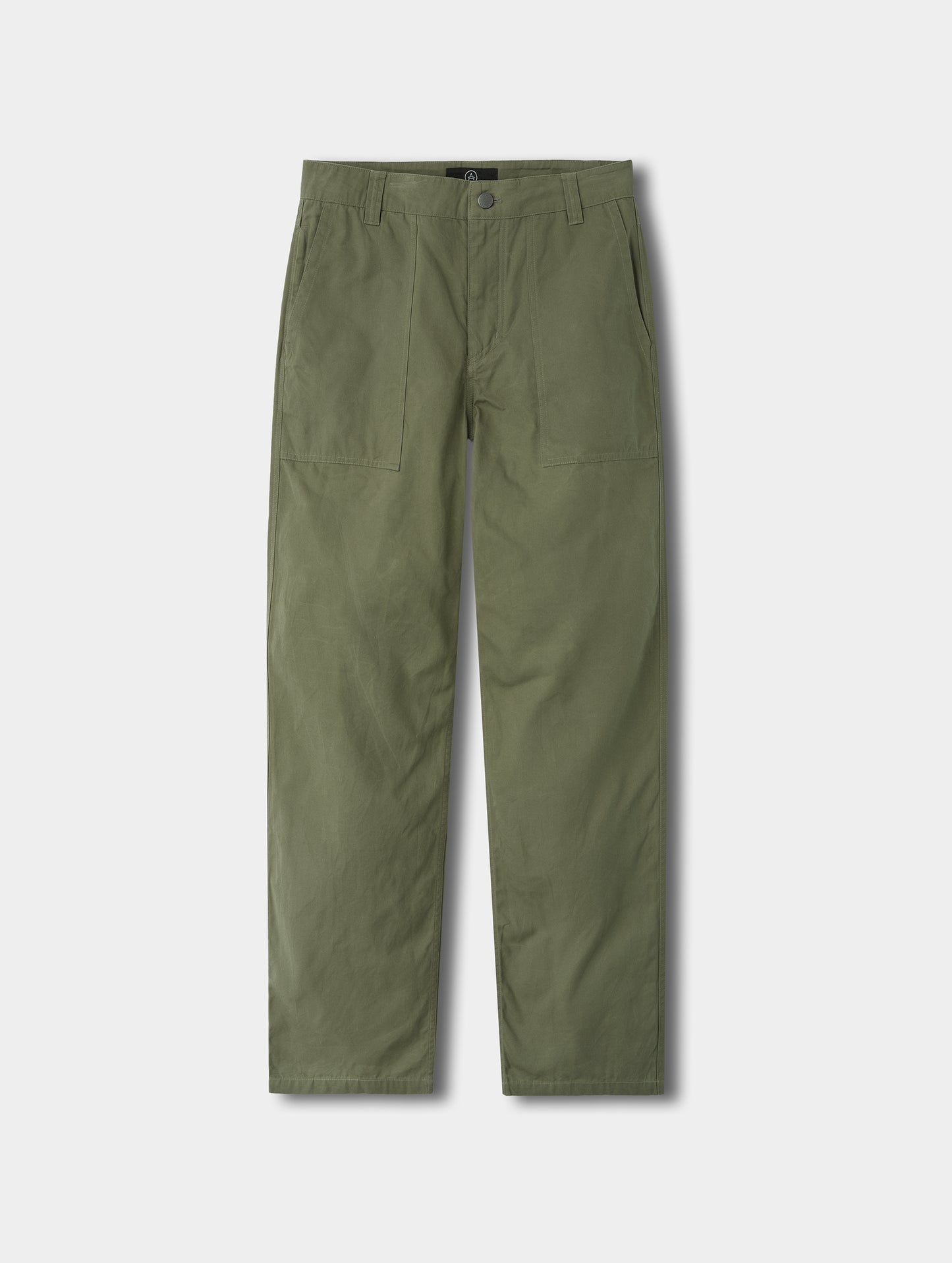 Flat lay view of the Gage Cotton Pant in Fern Green from AETHER Apparel.