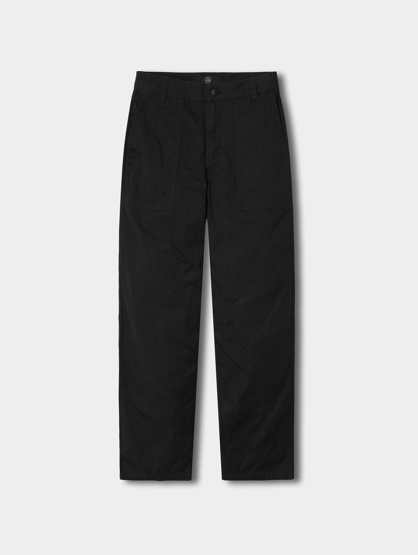Flat lay view of the Gage Cotton Pant in Onyx Black from AETHER Apparel.