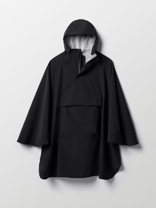 Line Rain Poncho - Onyx Black