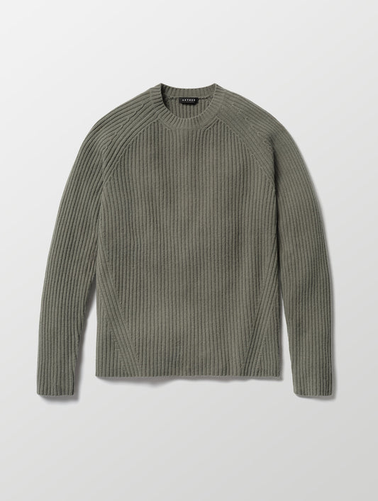 Flat lay of Lyon Sweater in Gunmetal grey from AETHER Apparel. 