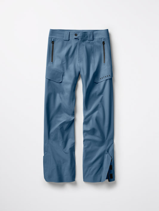 Flat lay of Maverick Snow-Shell Pant in Portal Blue from AETHER Apparel.