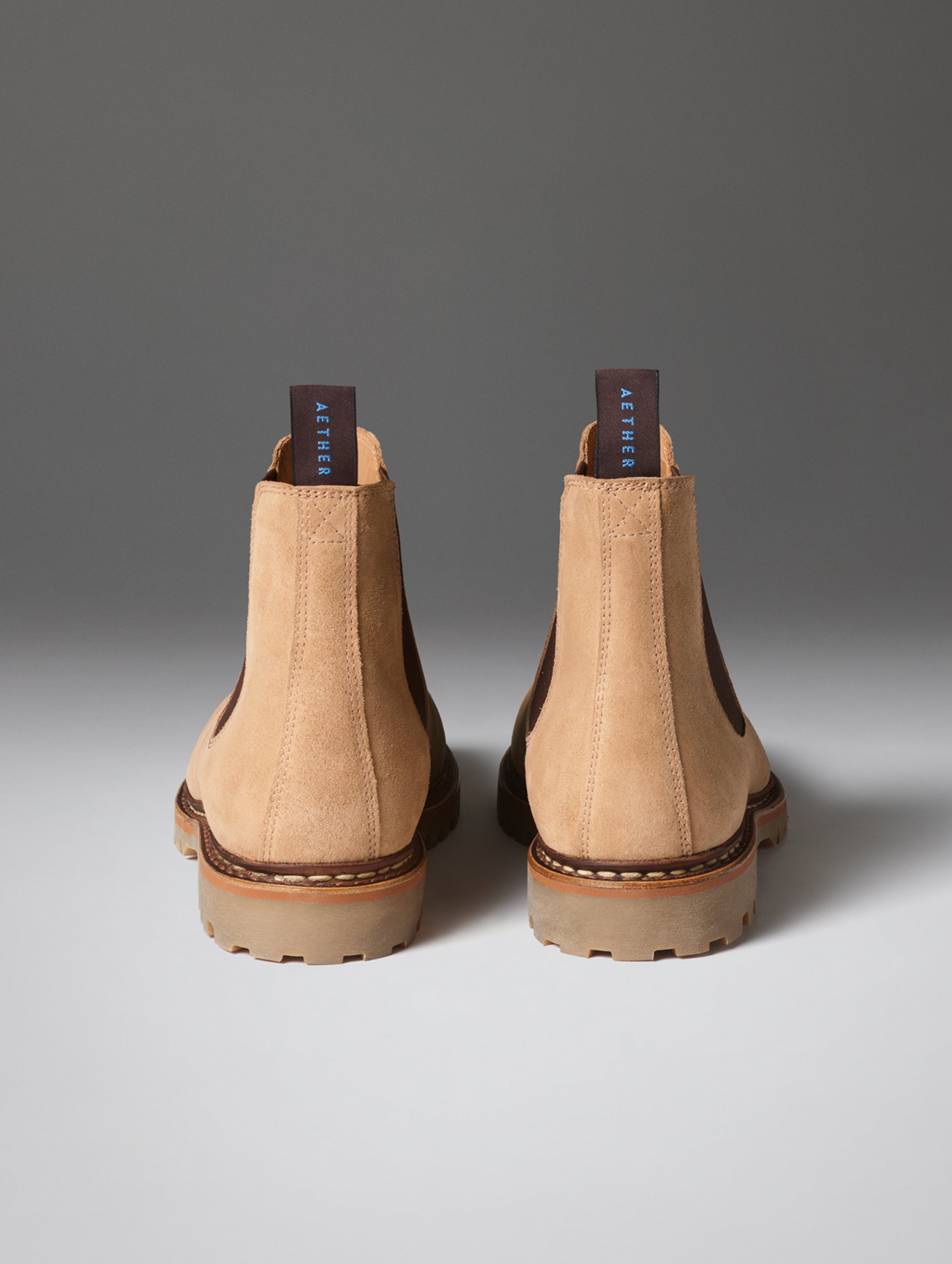 Rear view of the Monroe Chelsea Boot in Dark Clay from AETHER Apparel.