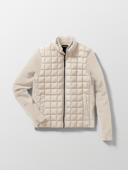 Flat lay of the M Phase Full-Zip in Bone white from AETHER Apparel.