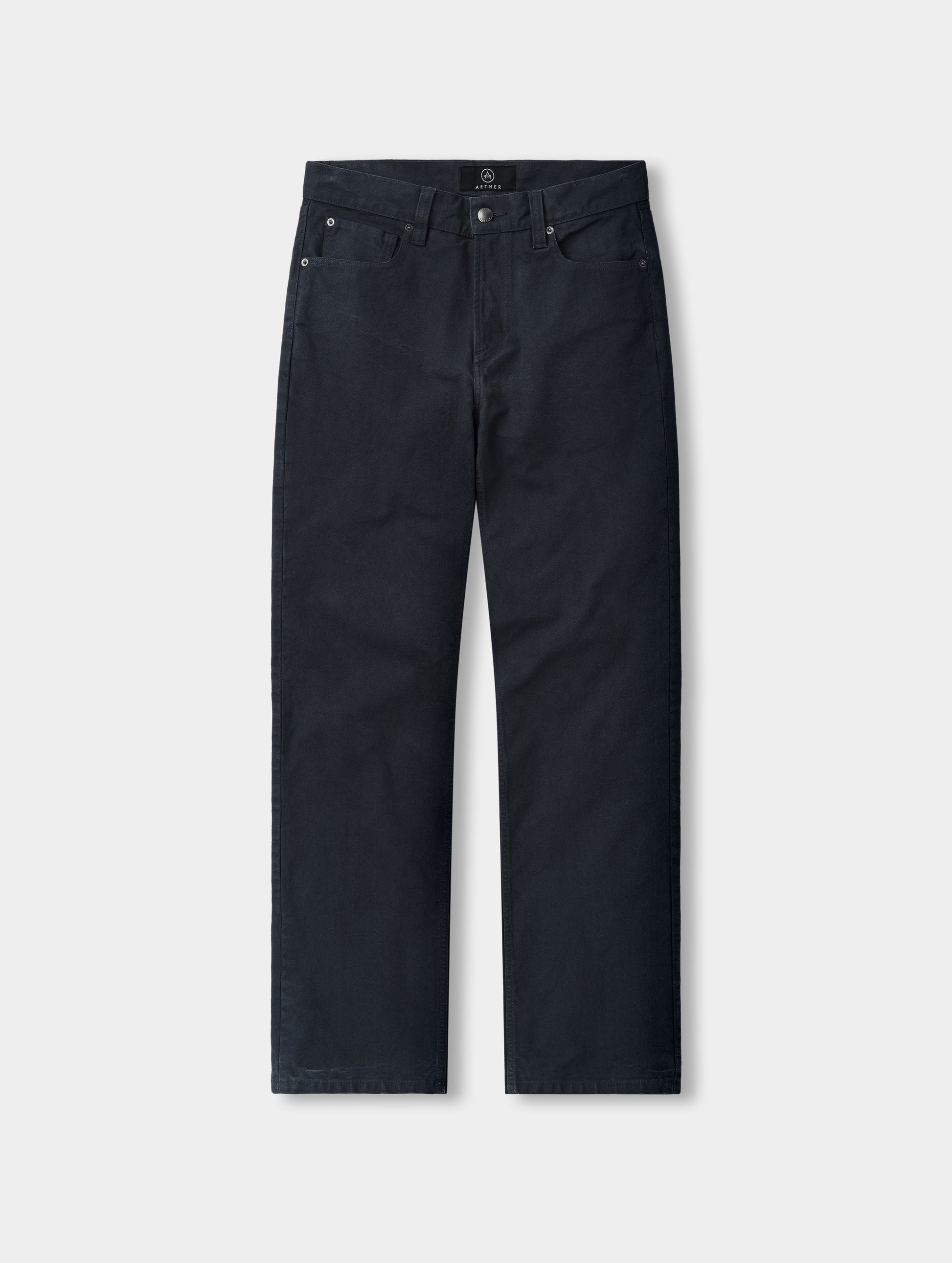 Flat lay of the Porter 5-Pocket Pant in Graphite from AETHER Apparel.