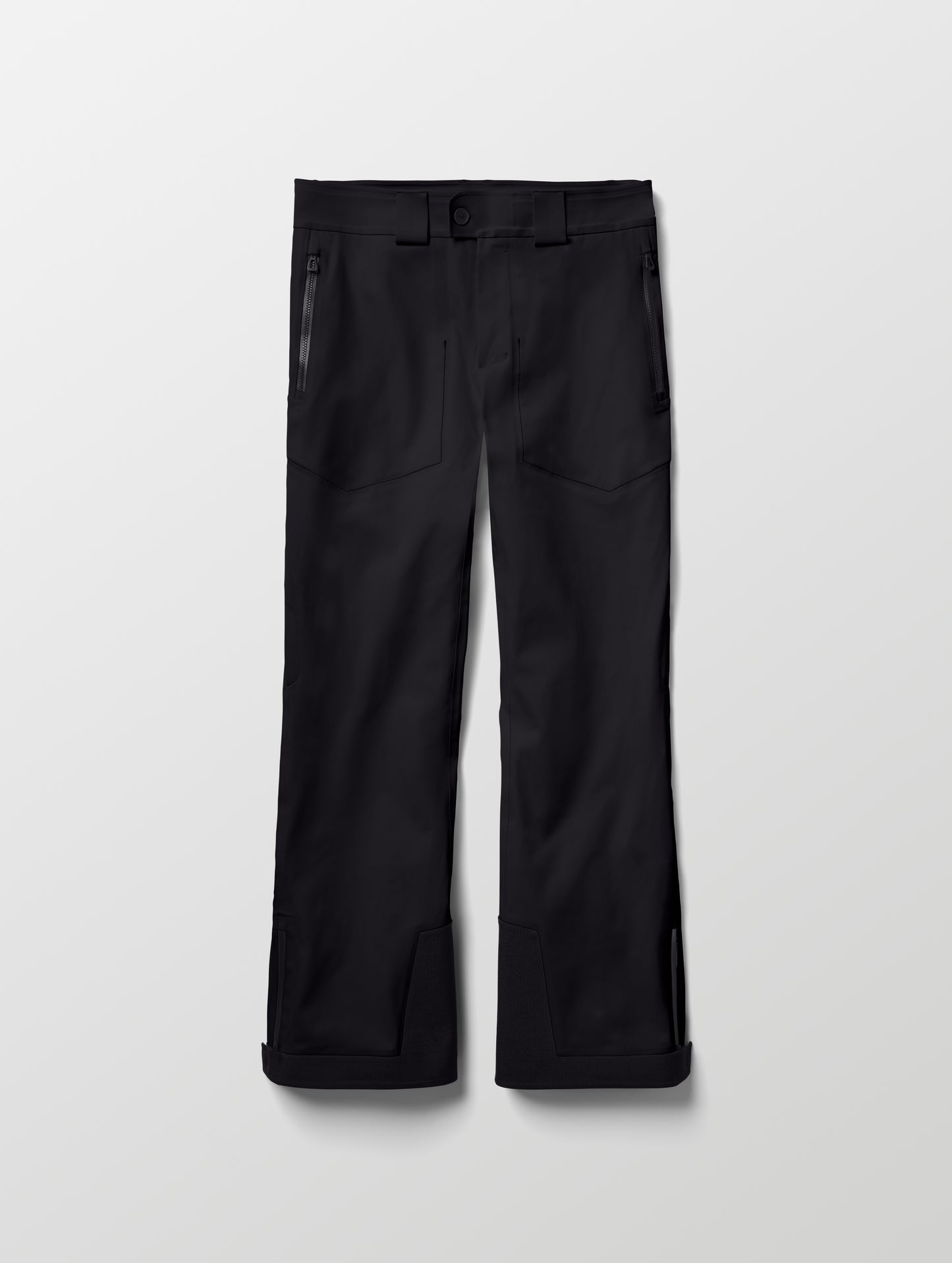 Flat lay of the Ridge Insulated Snow Pant in Onyx Black from AETHER Apparel.