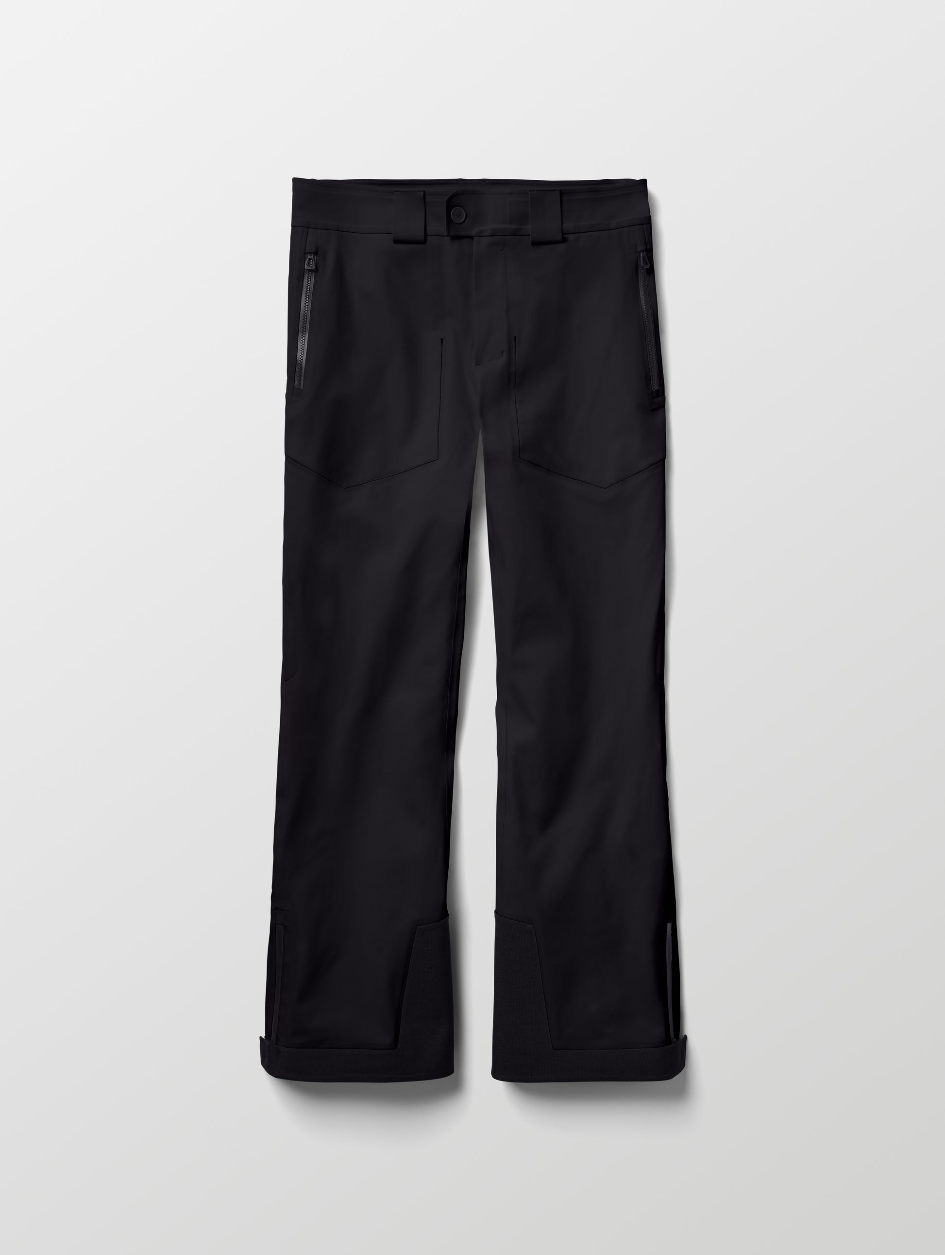 Flat lay of the Ridge Insulated Snow Pant in Onyx Black from AETHER Apparel.