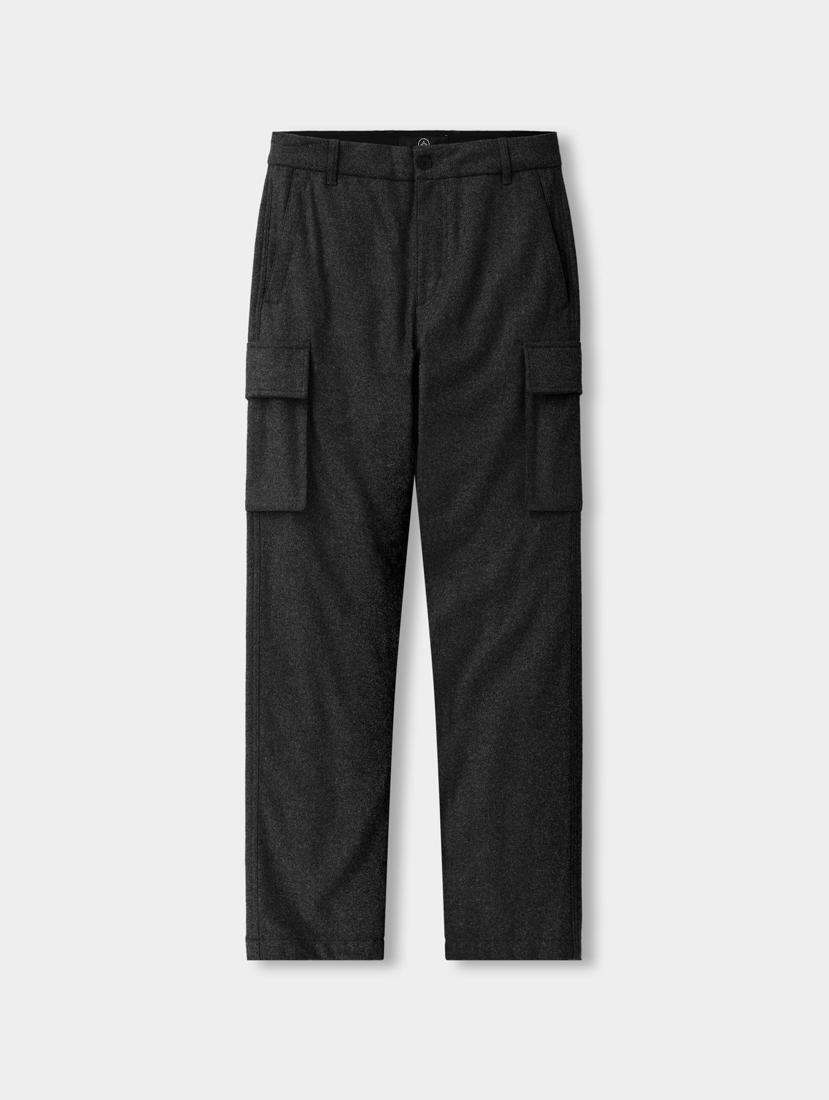 Flat lay of the Strata Wool Pant in Charcoal Heather from AETHER Apparel.