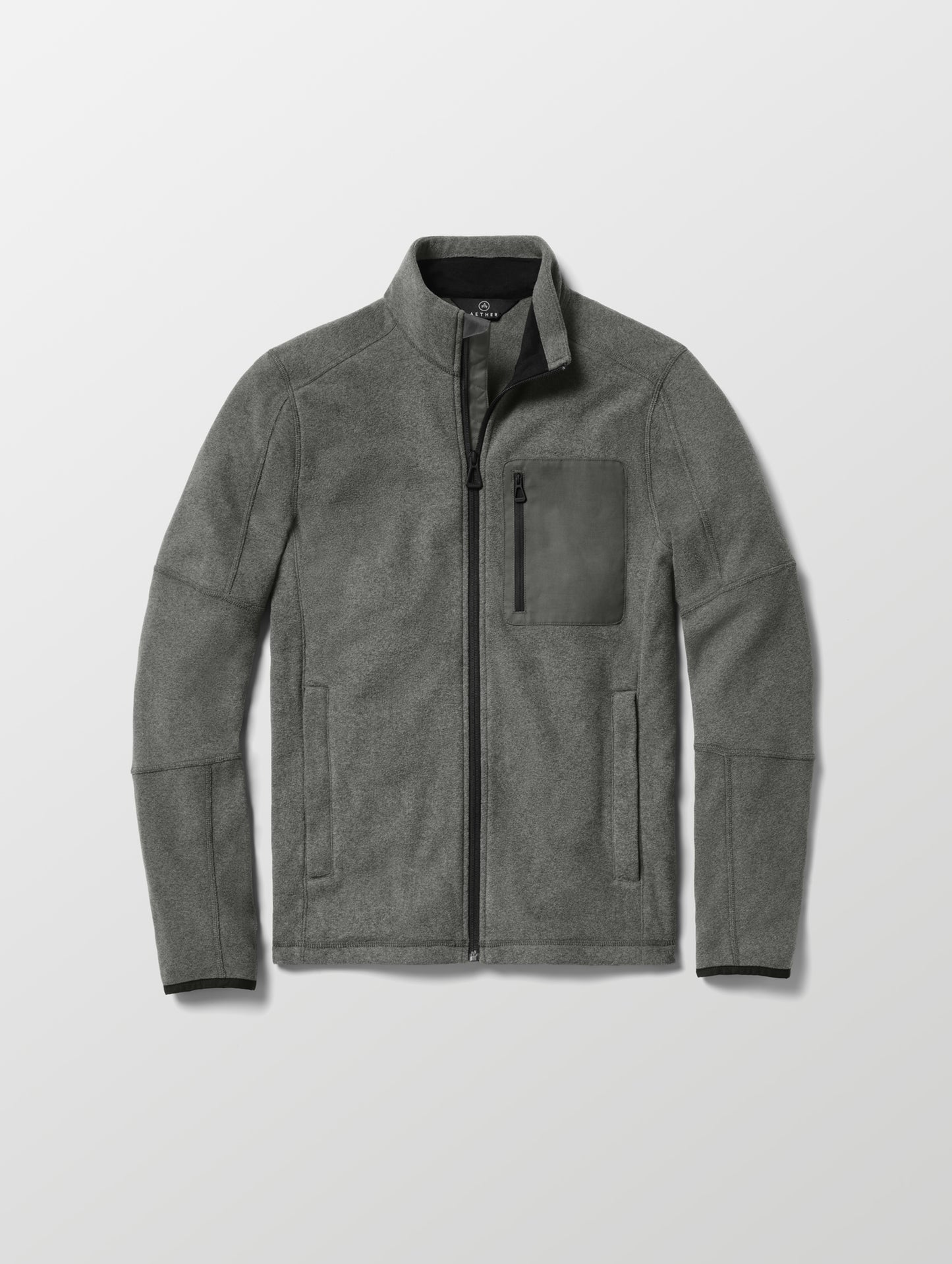 Flat lay of Sutherlin Full-Zip in Charcoal Grey from AETHER Apparel.