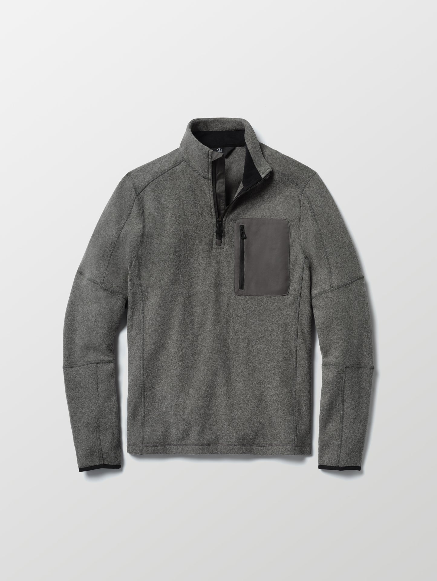 Flat lay of Sutherlin Half-Zip in Charcoal Heather from AETHER Apparel.