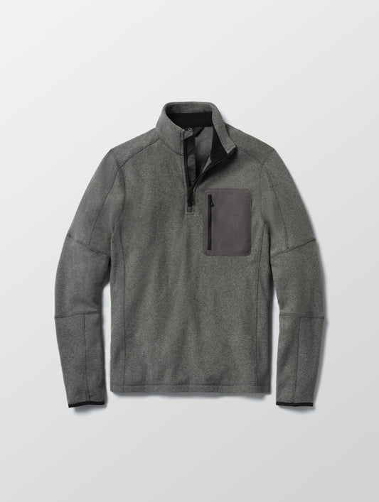 Flat lay of Sutherlin Half-Zip in Charcoal Heather from AETHER Apparel.