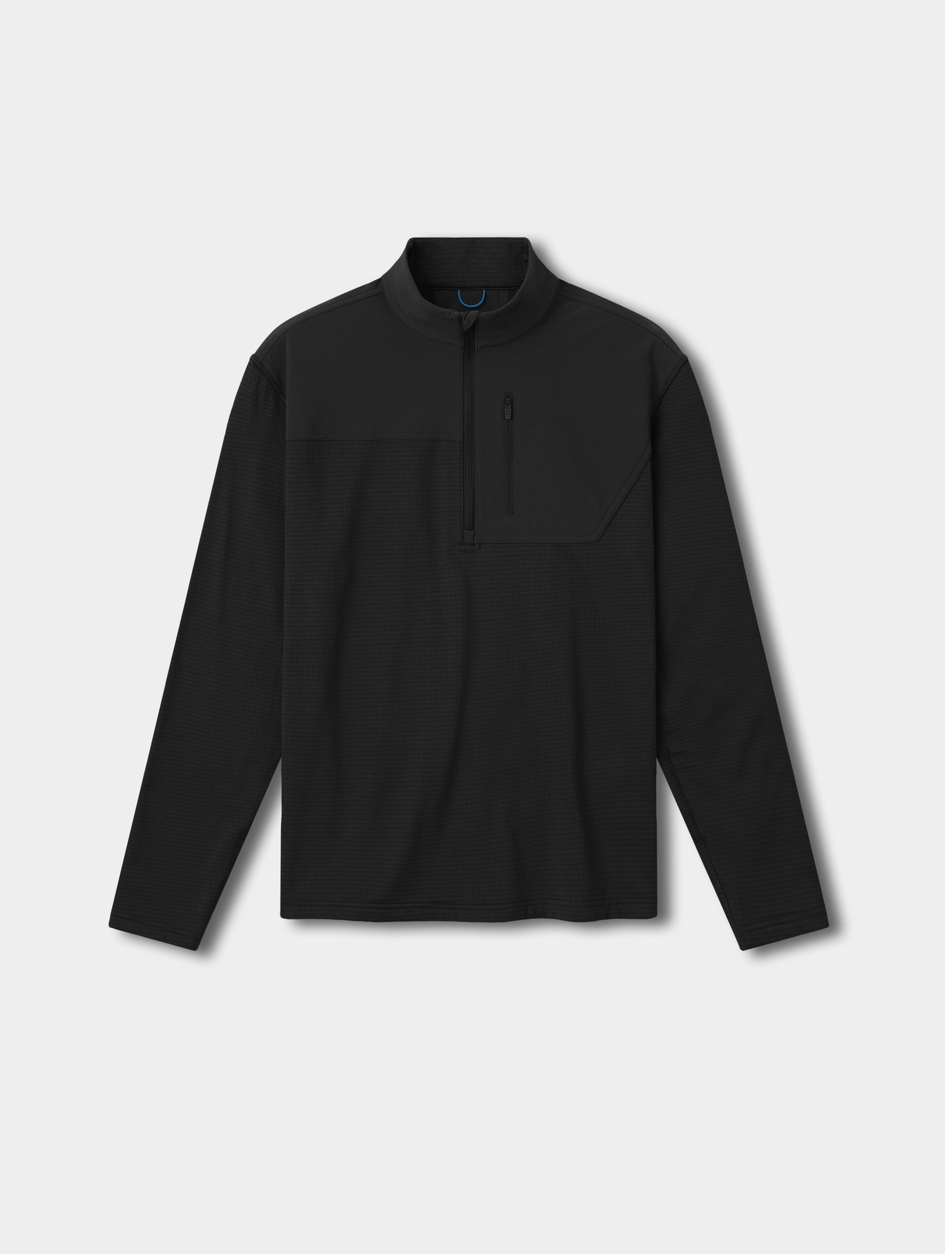 Flat lay view of the Rocklin Half-Zip in Onyx Black from AETHER Apparel.
