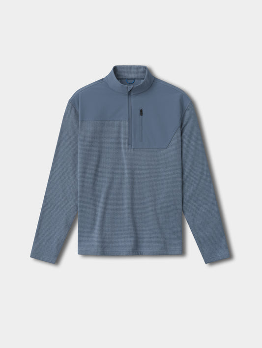 Flat lay view of the Rocklin Half-Zip in Portal Blue from AETHER Apparel.