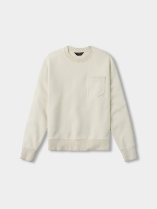 Flat lay view of the Rylan Crewneck Sweatshirt in Bone from AETHER Apparel.
