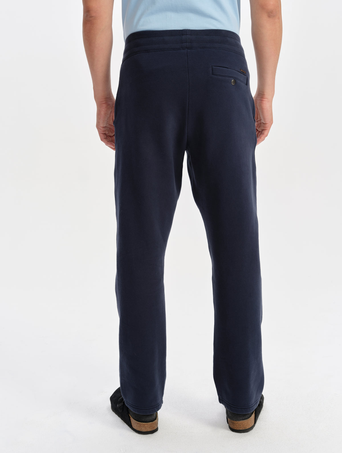 Rear lower-body view of man wearing the Rylan Sweat Pant in Total Eclipse from AETHER Apparel. 