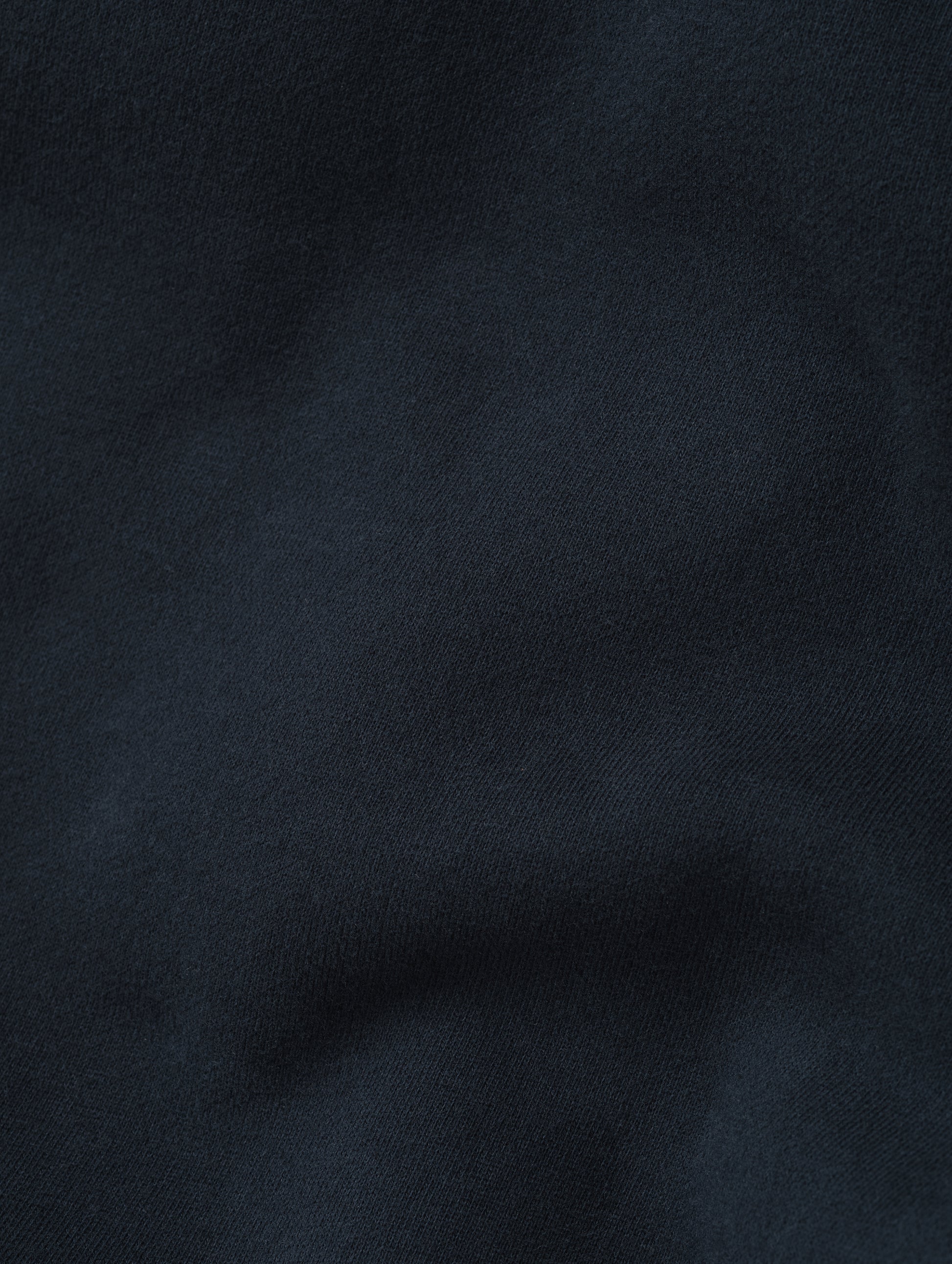 Closeup detailed view of the ultra-soft carbon brushed fleece cotton on the Rylan Sweat Pant in Total Eclipse from AETHER Apparel. 