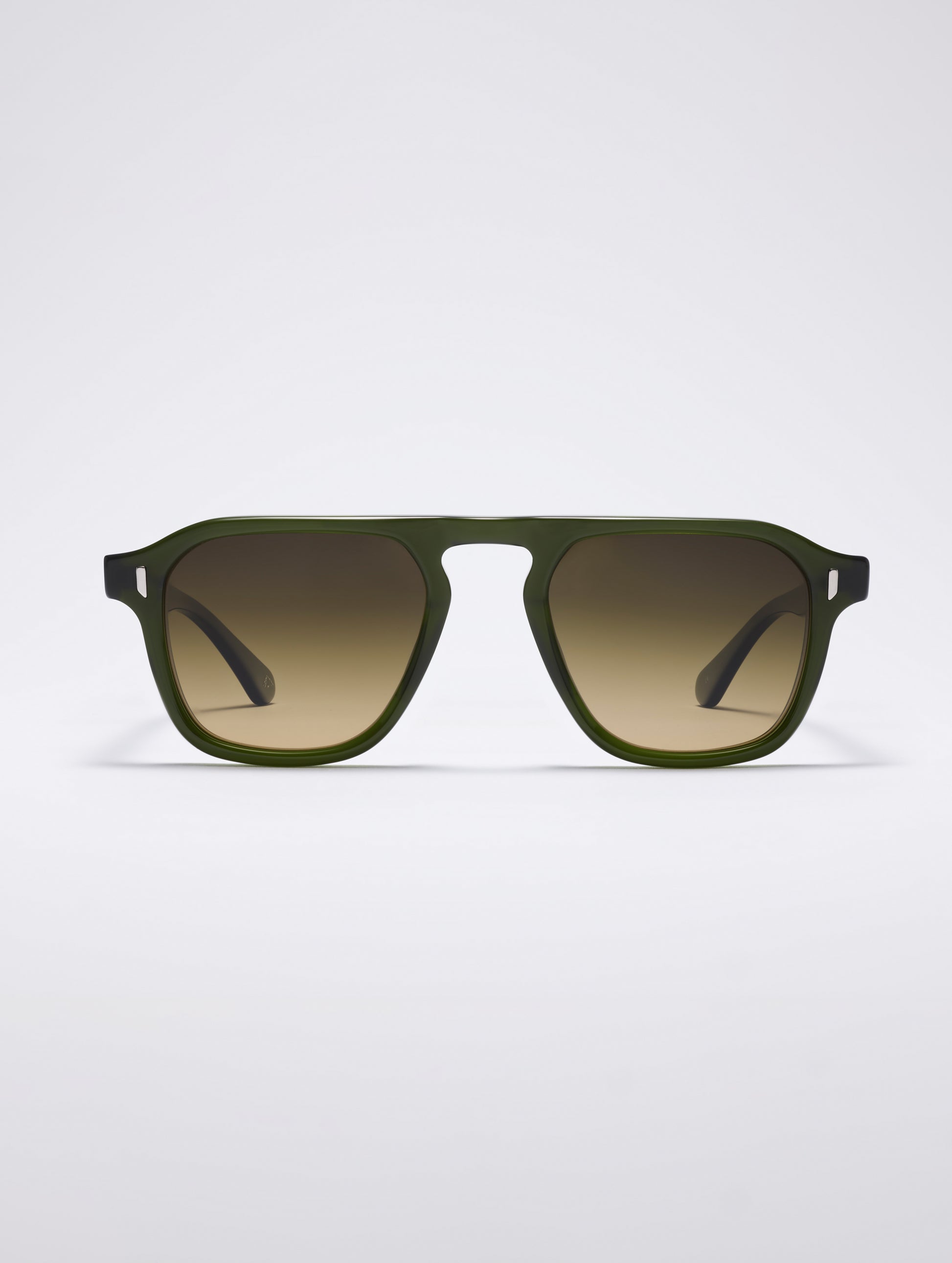 Front view of Sequoia Sunglass in Green Tortoise with Green Gradient Lens from AETHER Apparel.