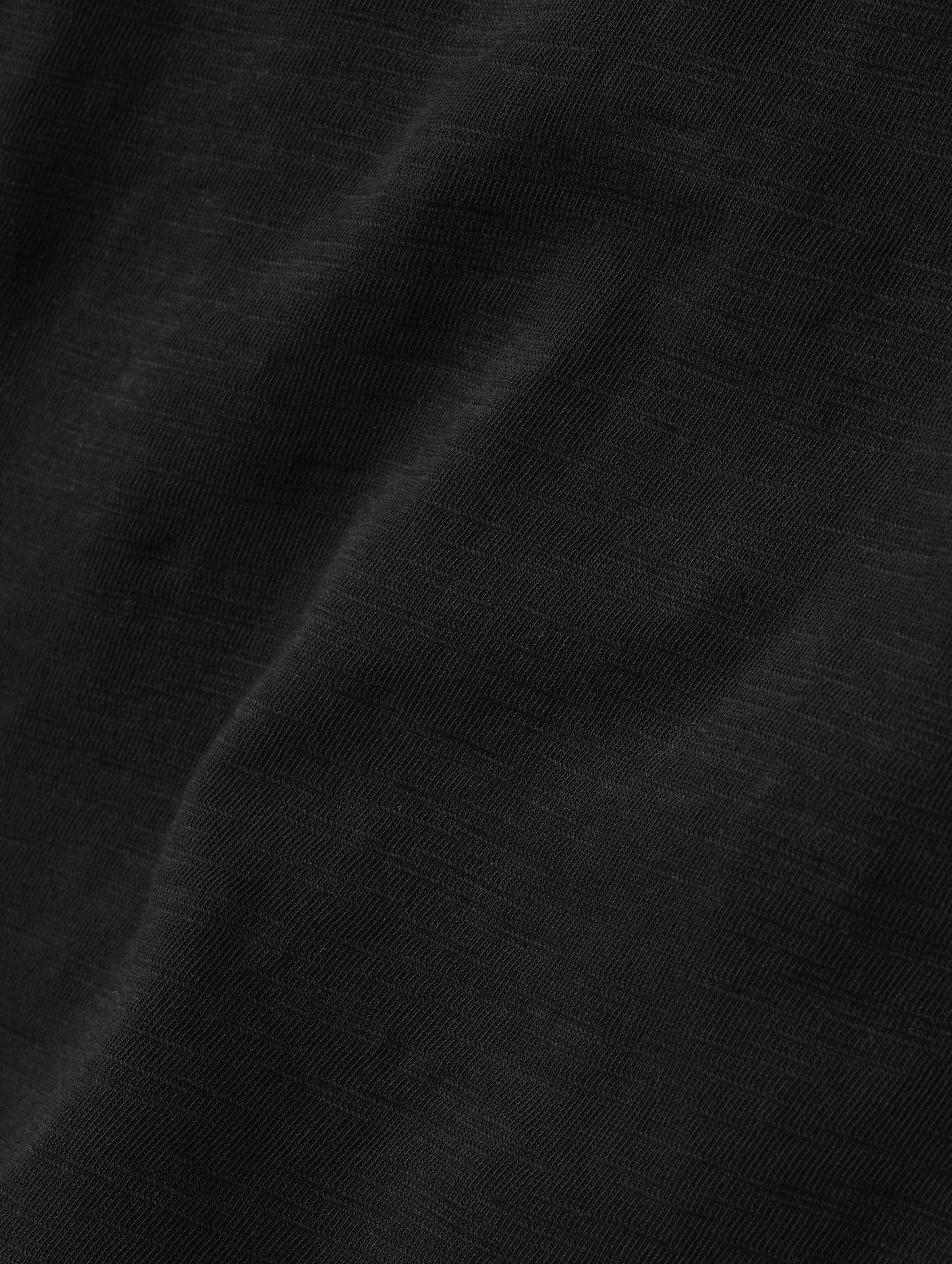 Closeup detailed view of the fabric on the Slub Pocket Long-Sleeve Tee 2.0 in Onyx Black from AETHER Apparel.