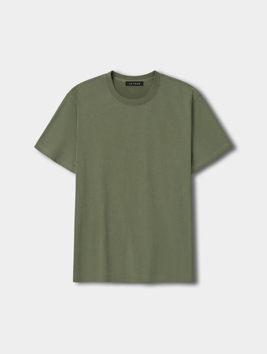 Flat lay view of the Standard Tee in Fern Green from AETHER Apparel.