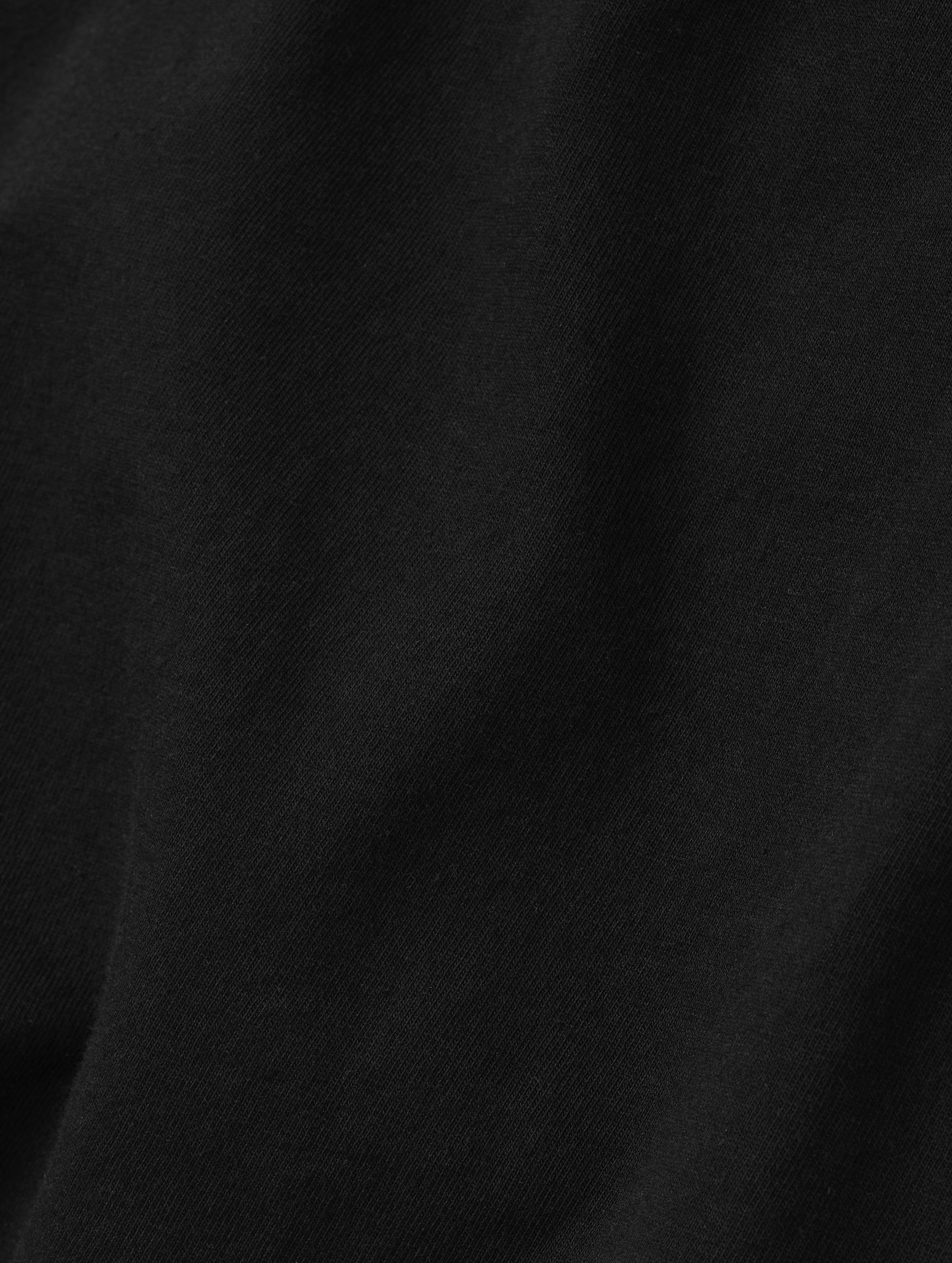 Closeup detailed view of the fabric on the Standard Tee in Onyx Black from AETHER Apparel.