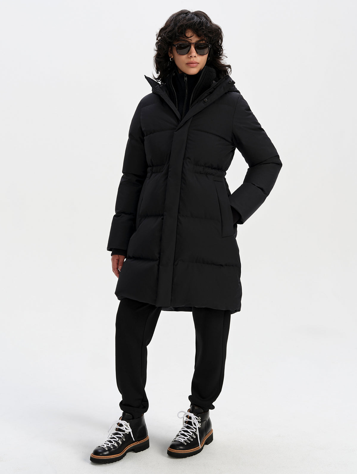 Aria Down Long Parka - Onyx Black