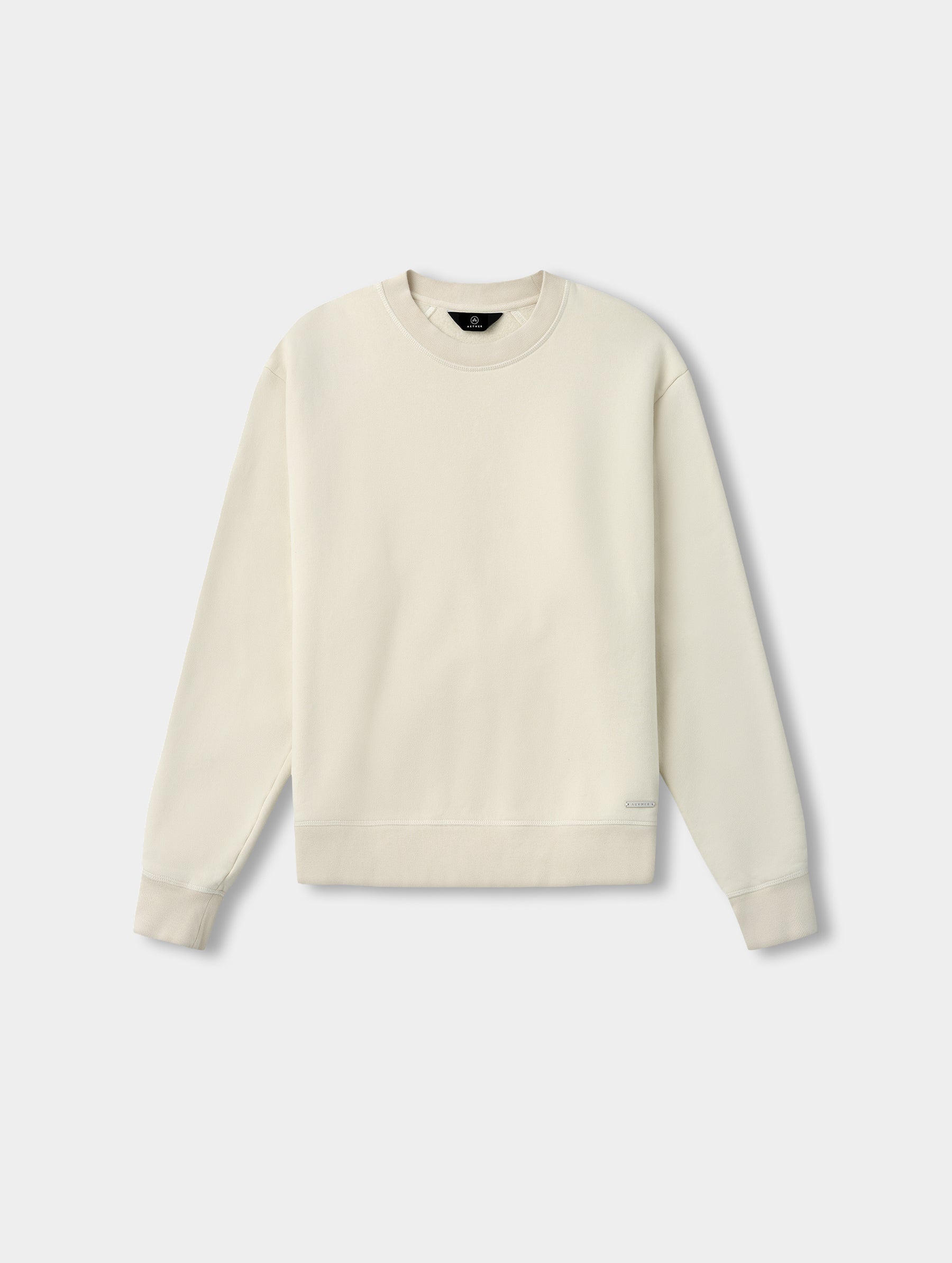 Flat lay view of the Ayla Crewneck Sweatshirt in Bone from AETHER Apparel.