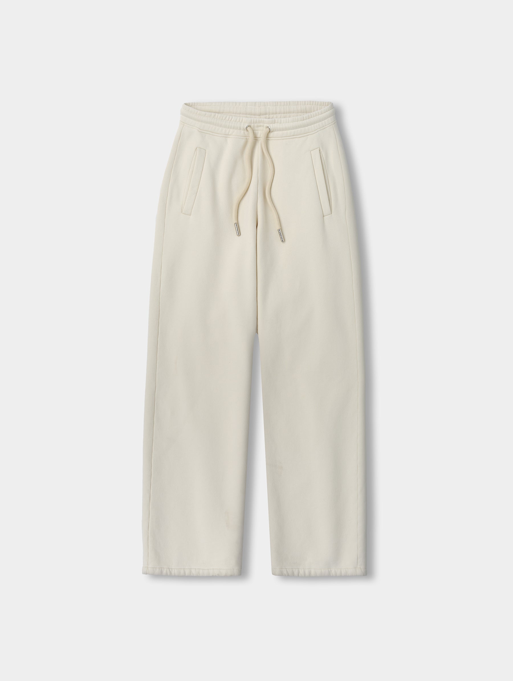 Flat lay view of the Ayla Wide-Leg Sweatpant in Bone from AETHER Apparel.