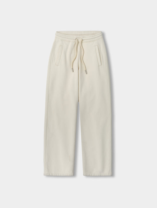 Flat lay view of the Ayla Wide-Leg Sweatpant in Bone from AETHER Apparel.