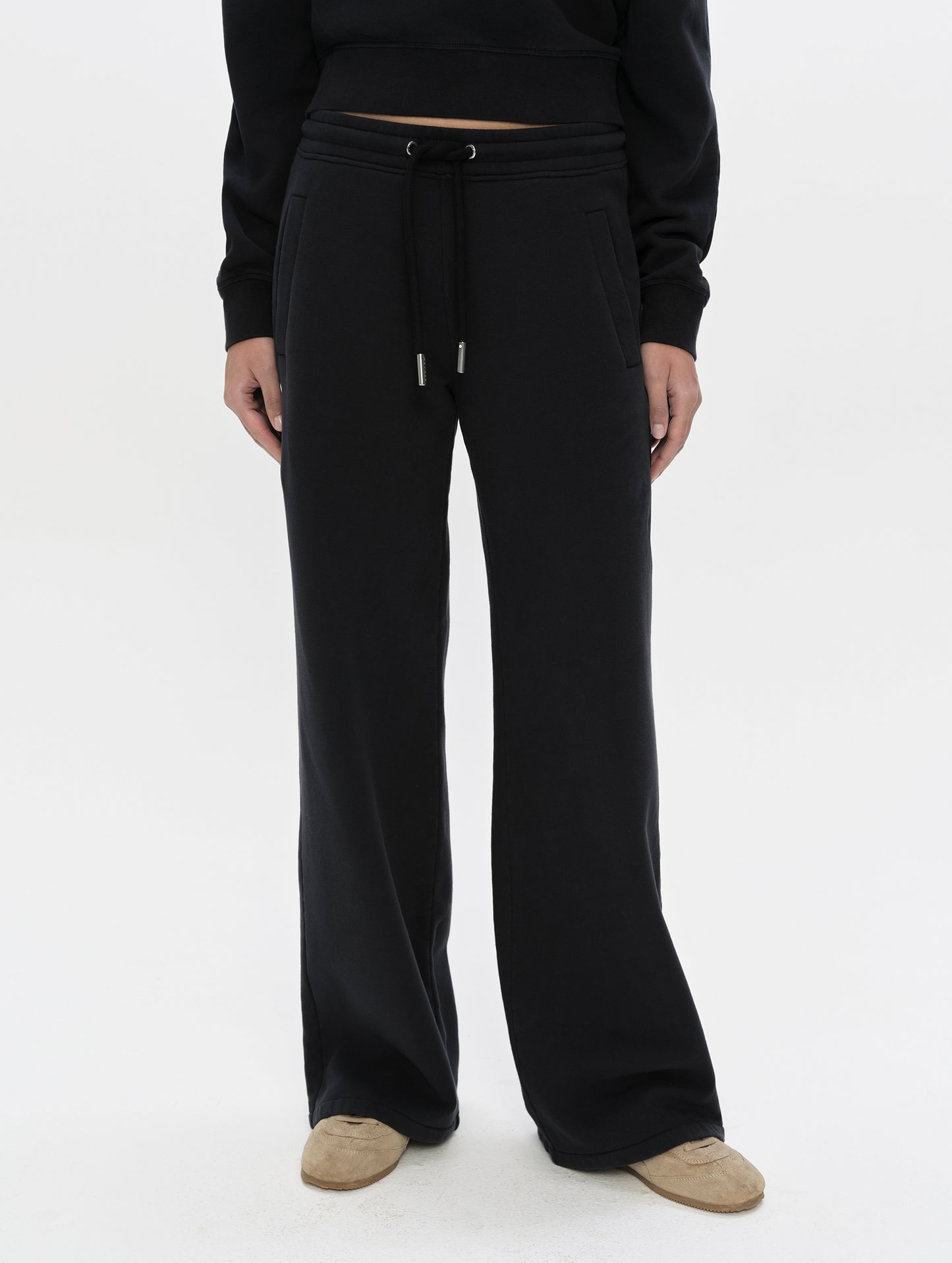 Ayla Wide-Leg Sweatpant - Onyx Black