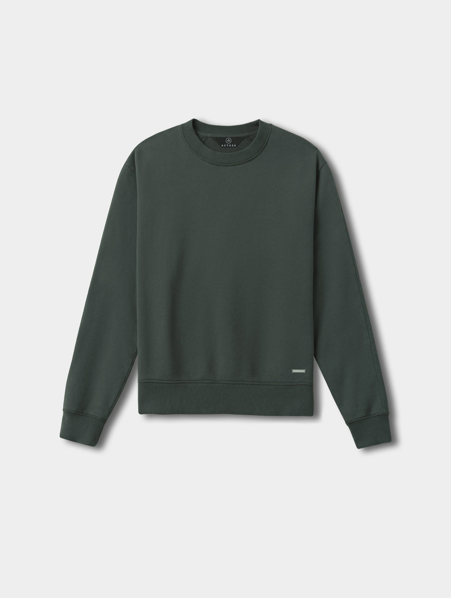Flat lay view of the Ayla Crewneck Sweatshirt in Saville Green  from AETHER Apparel.