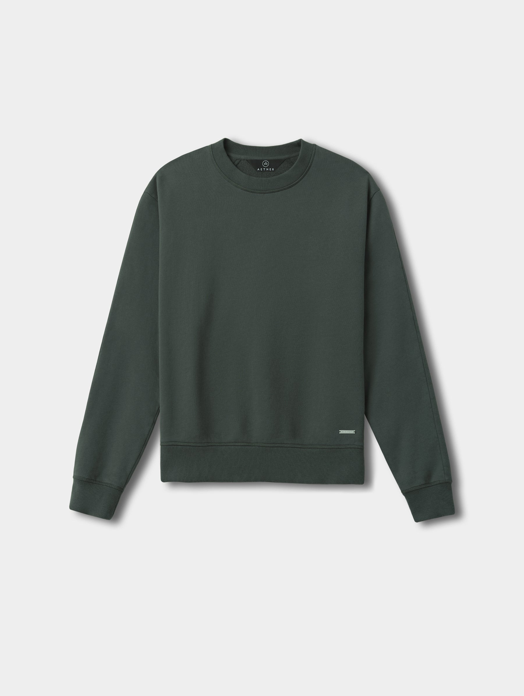 Flat lay view of the Ayla Crewneck Sweatshirt in Saville Green  from AETHER Apparel.