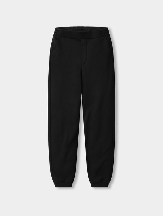 Flat lay view of the Blaire Premium Sweatpant in Onyx Black from AETHER Apparel.