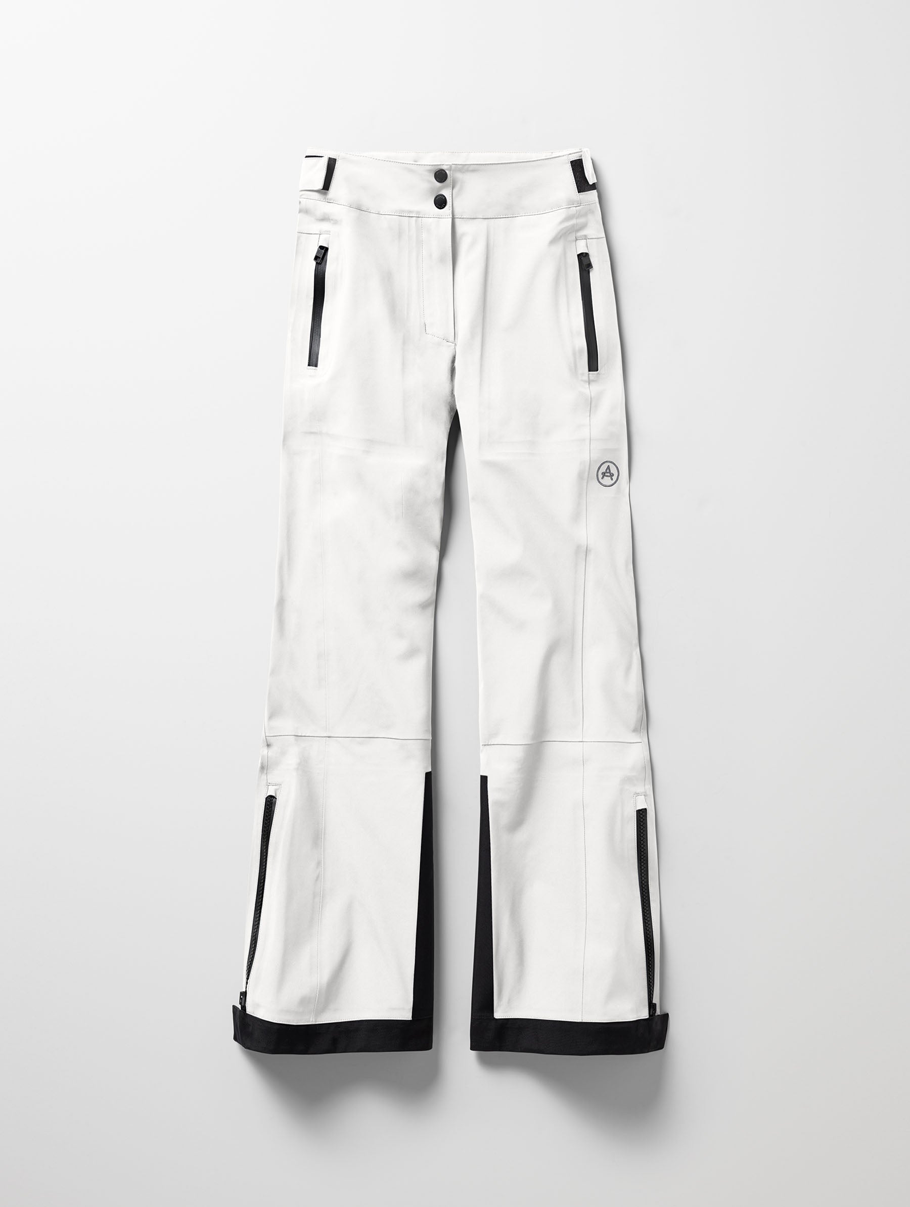 Flat lay of the Boyd Snow Pant in White from AETHER Apparel.
