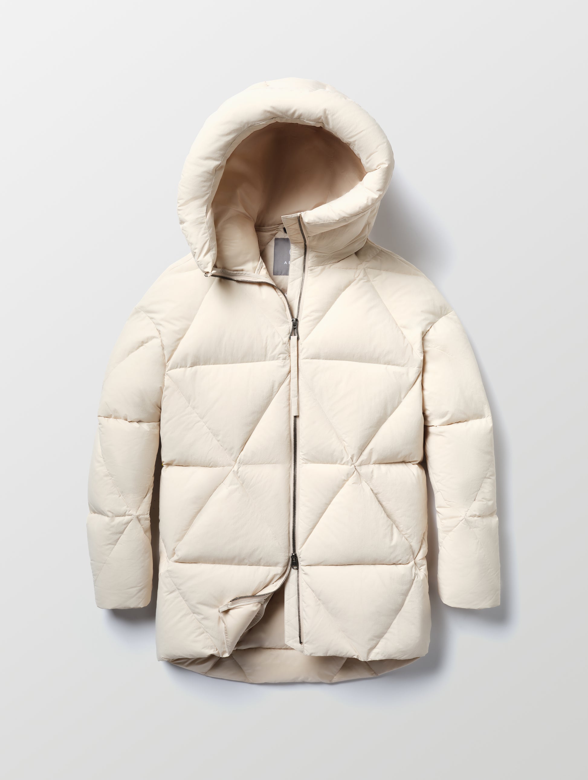 Flat lay of the Callie Oversized Down Parka in Bone from AETHER Apparel.