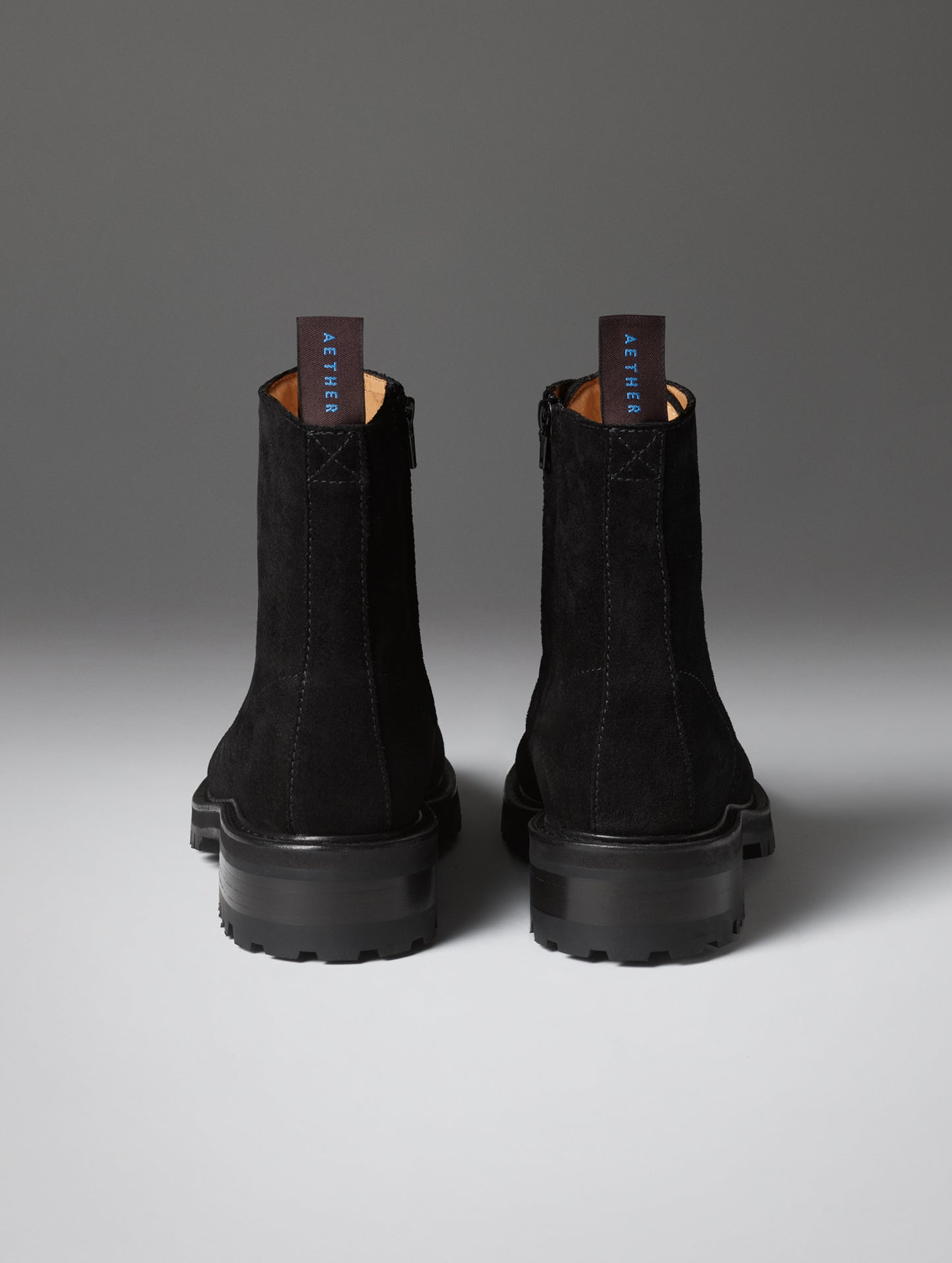 Rear view of the Crosby Boot in Onyx Black from AETHER Apparel.