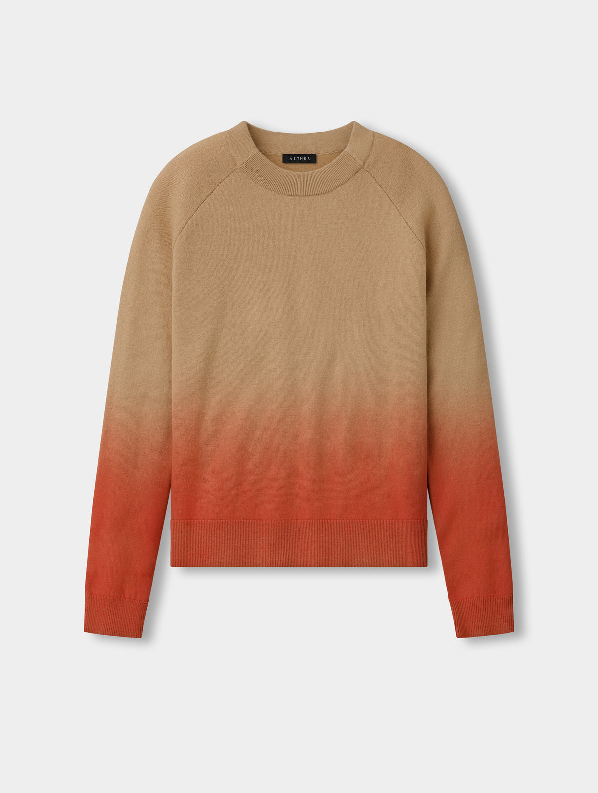 Flat lay view of the Dash Ombre Sweater in Latte Brown from AETHER Apparel.