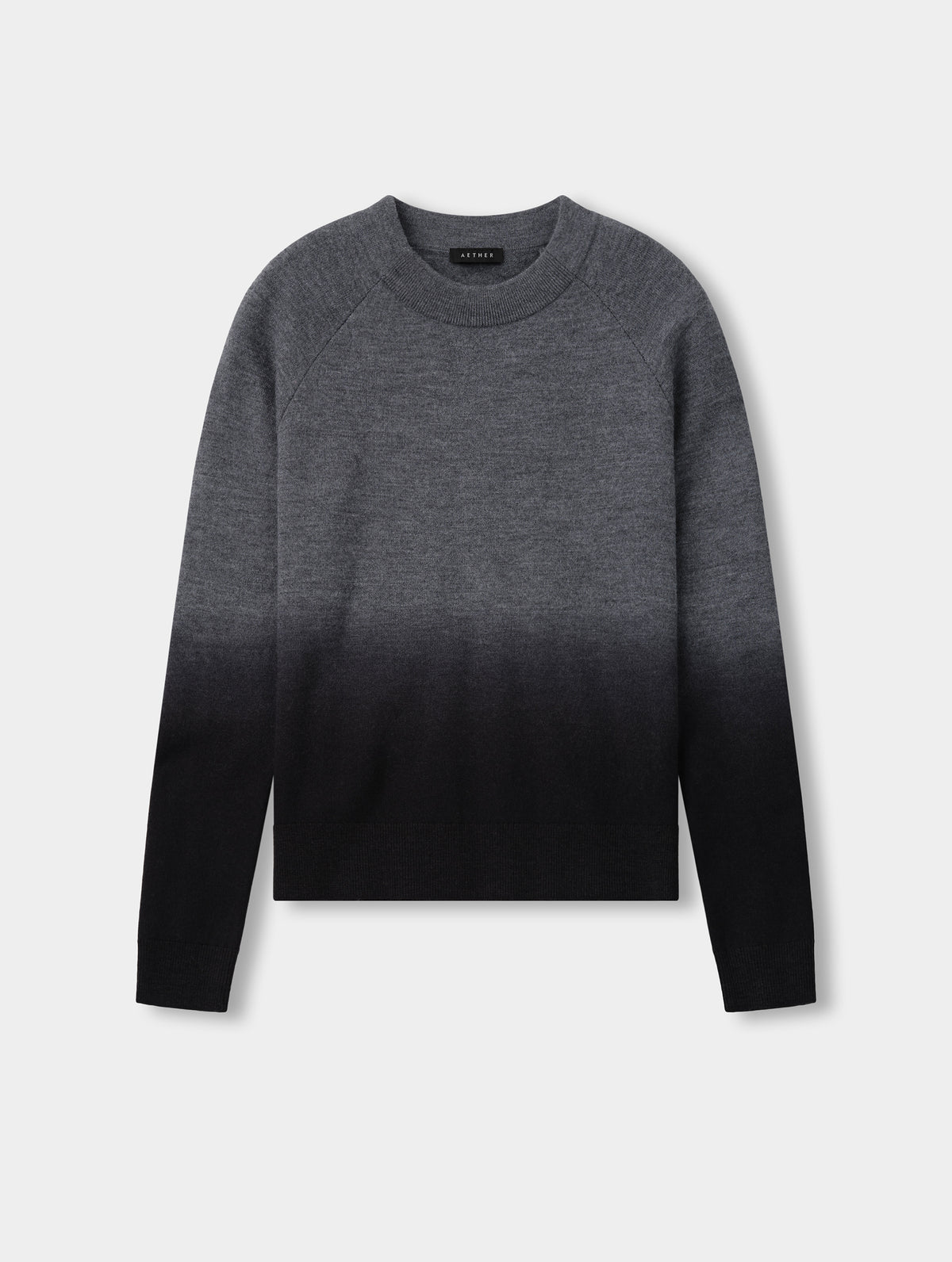Flat lay view of the Dash Ombre Sweater in Charcoal Grey from AETHER Apparel.