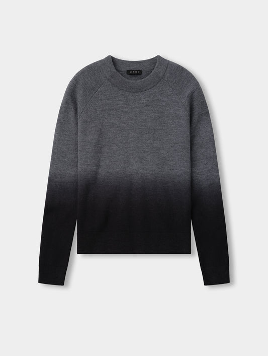 Flat lay view of the Dash Ombre Sweater in Charcoal Grey from AETHER Apparel.