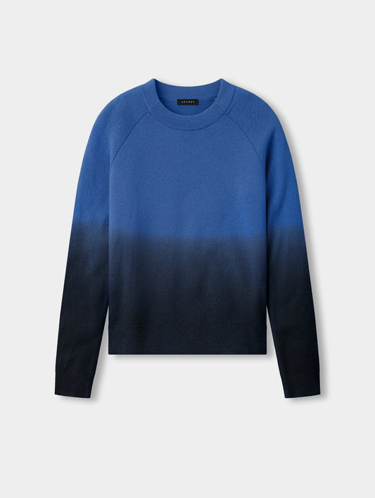 Flat lay view of the Dash Ombre Sweater in Galaxy Blue from AETHER Apparel.