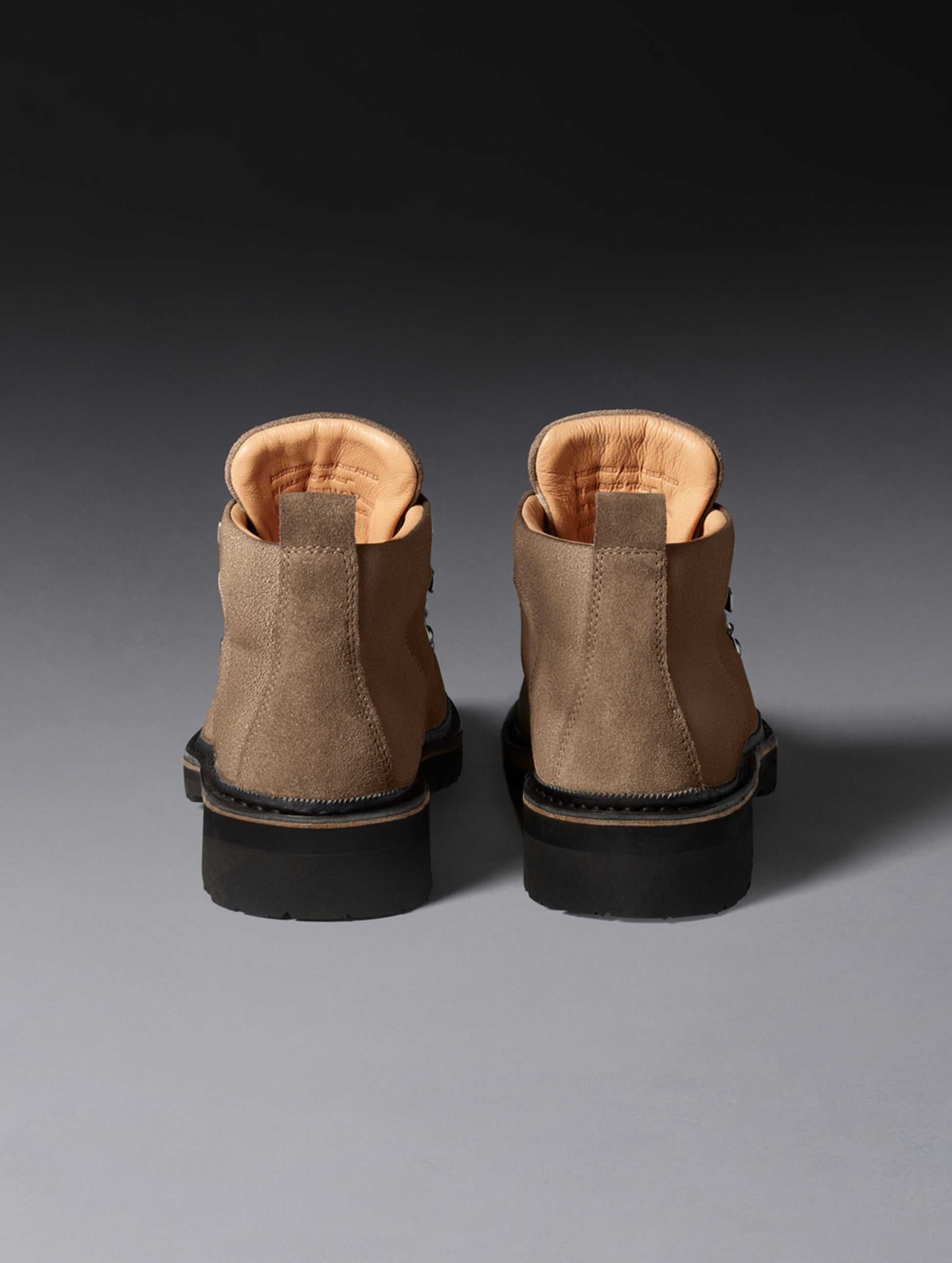 Rear view of the Dolomite Boot in Taupe from AETHER Apparel.
