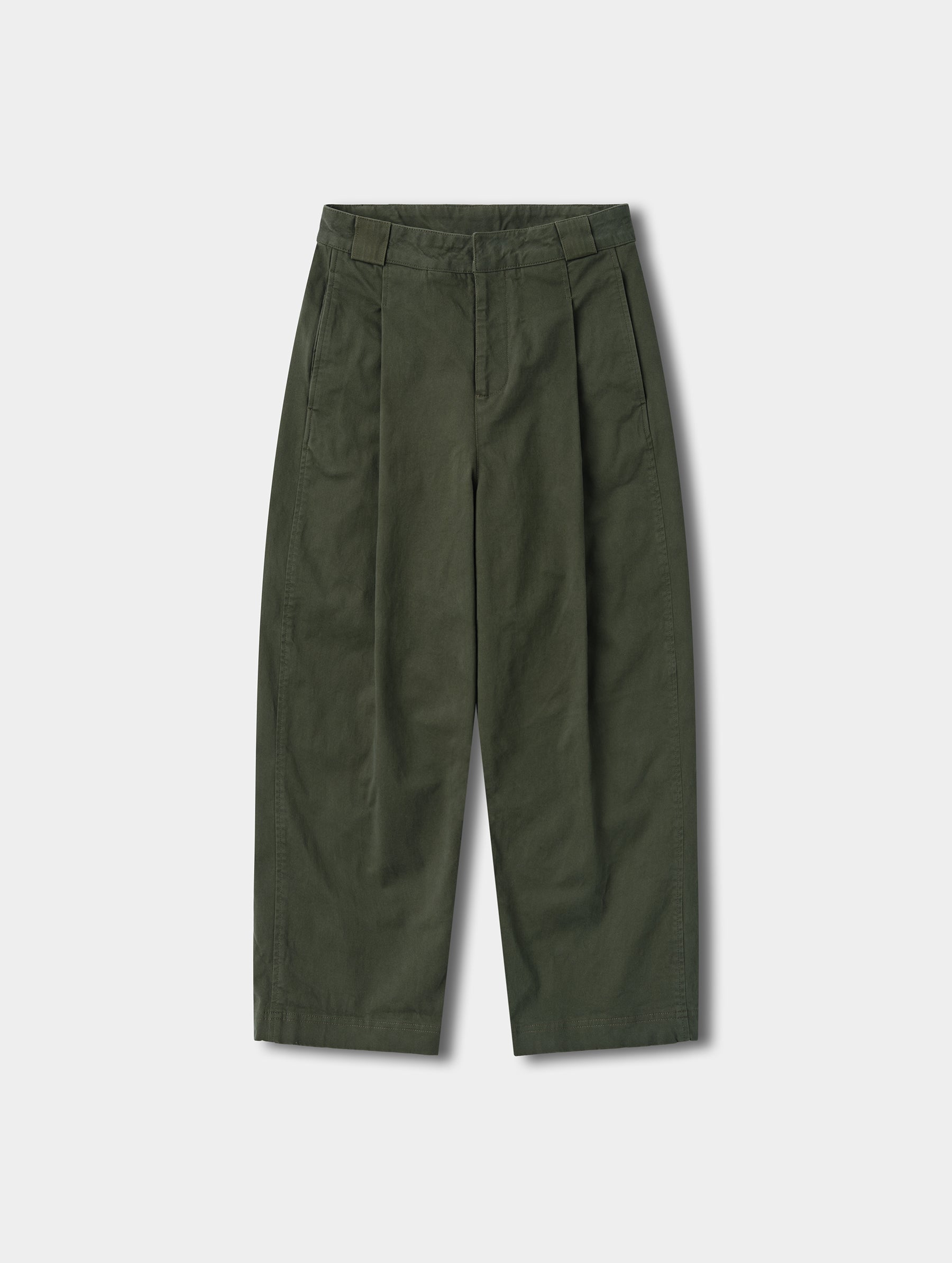 Flat lay view of the Dune Pant in Forest Green from AETHER.