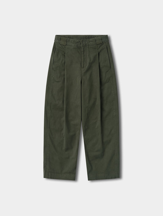 Flat lay view of the Dune Pant in Forest Green from AETHER.